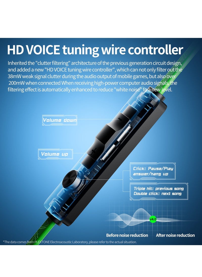 Gaming Earphones, Durable Hammerhead Bass Wired Headphones, Dual Plug In Ear Headphones With Mic And Volume, Lightweight Stereo Earbuds For Gaming Workout Running, (1pc, Green)