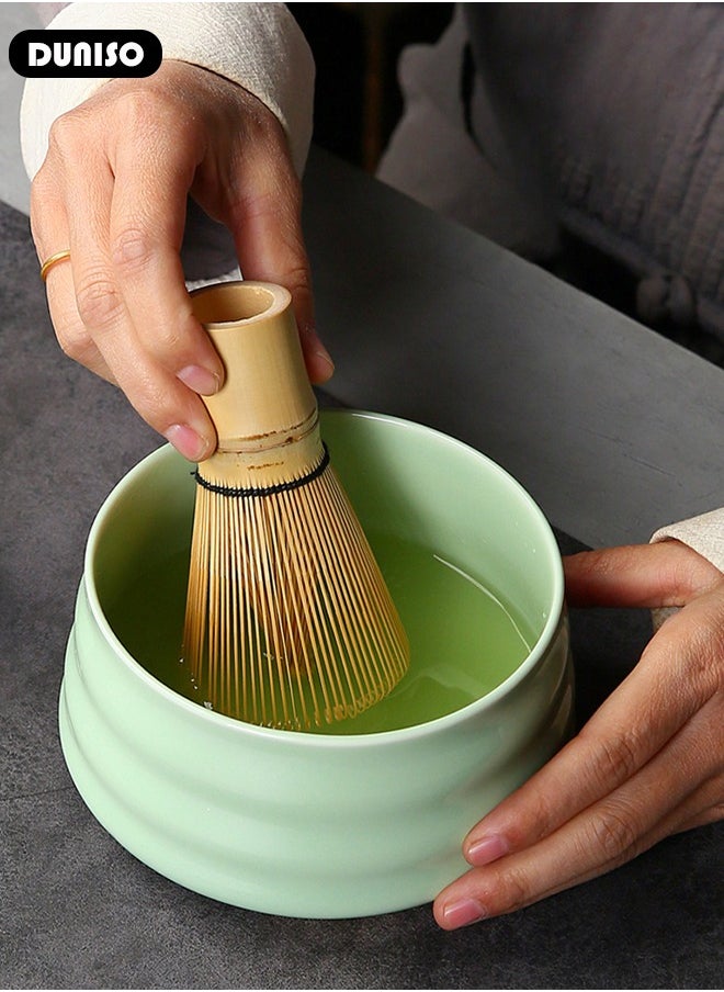 Matcha Tea Set, 4pcs Matcha Whisk Set,Japanese Matcha Tea Set ,Traditional Scoop, Matcha Bowl, Ceramic Whisk Holder,Traditional Matcha Tool Set for Matcha Tea Ceremony