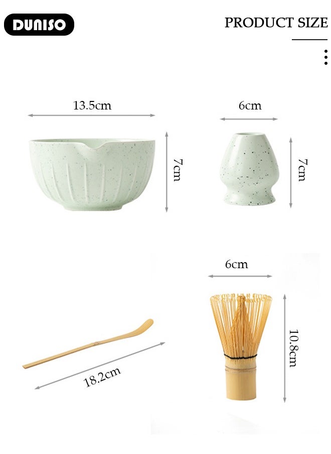Matcha Whisk Set, 4pcs Japanese Tea Set,Matcha Whisk,Traditional Scoop, Matcha Bowl with Pouring Spout, Ceramic Whisk Holder,Traditional Matcha Tool Set for Matcha Tea Ceremony