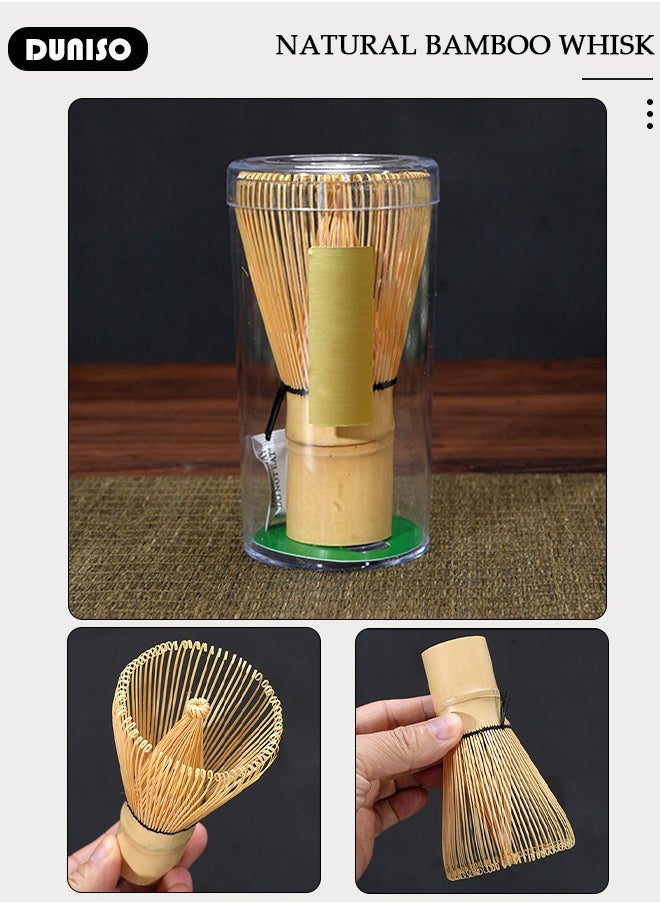Matcha Whisk Set, 8Pcs Japanese Matcha Tea Set, Include Matcha Bowl, Bamboo Matcha Whisk, Scoop, Bamboo Scoop, Whisk Holder, Stainless Steel Tea Sifter, Ceremony Tea Making Kit Traditional Handmade Matcha Gift Box