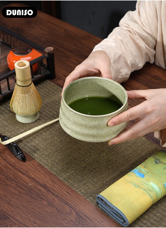 Matcha Whisk Set, 8Pcs Japanese Matcha Tea Set, Include Matcha Bowl, Bamboo Matcha Whisk, Scoop, Bamboo Scoop, Whisk Holder, Stainless Steel Tea Sifter, Ceremony Tea Making Kit Traditional Handmade Matcha Gift Box