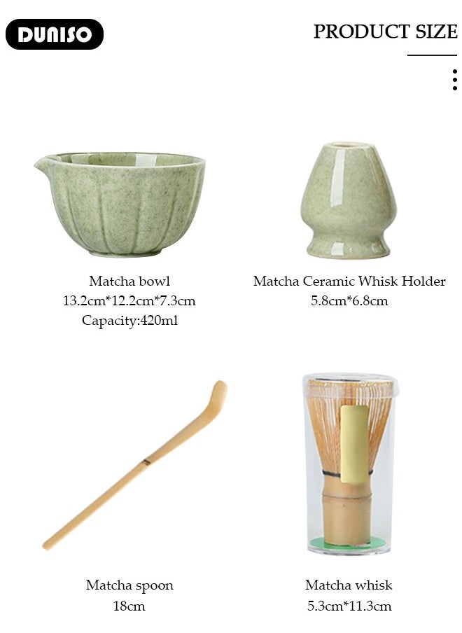Matcha Whisk Set, 4pcs Japanese Tea Set,Matcha Bowl, Matcha Bamboo, Whisk Scoop Sifter, Matcha Whisk Holder,Traditional Matcha Tool Set for Matcha Tea Ceremony