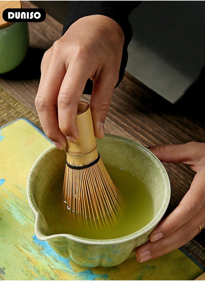 Matcha Whisk Set, 4pcs Japanese Tea Set,Matcha Bowl, Matcha Bamboo, Whisk Scoop Sifter, Matcha Whisk Holder,Traditional Matcha Tool Set for Matcha Tea Ceremony
