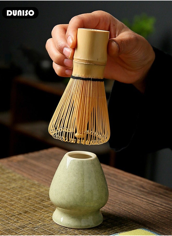 Matcha Whisk Set, 4pcs Japanese Tea Set,Matcha Bowl, Matcha Bamboo, Whisk Scoop Sifter, Matcha Whisk Holder,Traditional Matcha Tool Set for Matcha Tea Ceremony