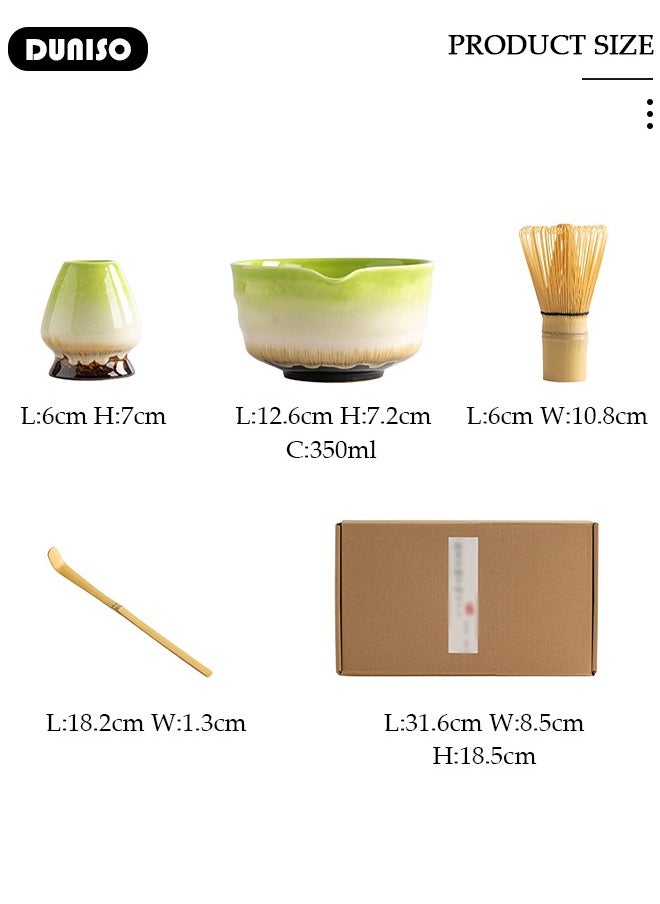 Matcha Whisk Set, 4pcs Japanese Tea Set,Matcha Whisk,Traditional Scoop, Matcha Bowl with Pouring Spout, Ceramic Whisk Holder,Traditional Matcha Tool Set for Matcha Tea Ceremony