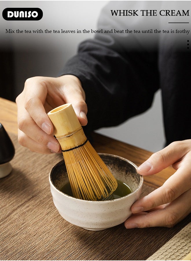 4pcs Matcha Whisk Set, Japanese Matcha Tea Set, Matcha Bowl, Matcha Bamboo Whisk, Matcha Whisk Holder, Traditional Scoop,Japanese Matcha Ceremony Accessory Matcha Tea Making Kit