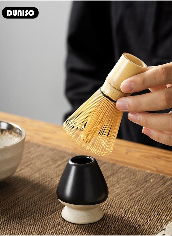 4pcs Matcha Whisk Set, Japanese Matcha Tea Set, Matcha Bowl, Matcha Bamboo Whisk, Matcha Whisk Holder, Traditional Scoop,Japanese Matcha Ceremony Accessory Matcha Tea Making Kit