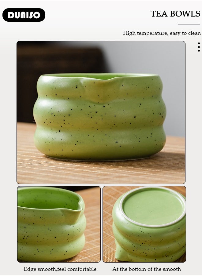 Matcha Tea Set, 4 Pcs Set Matcha Tool, Matcha Whisk and Bowl Ceremony Accessory Kit, Matcha Bowl with Pouring Spout, Matcha Bamboo, Whisk Scoop Sifter, Matcha Whisk Holder