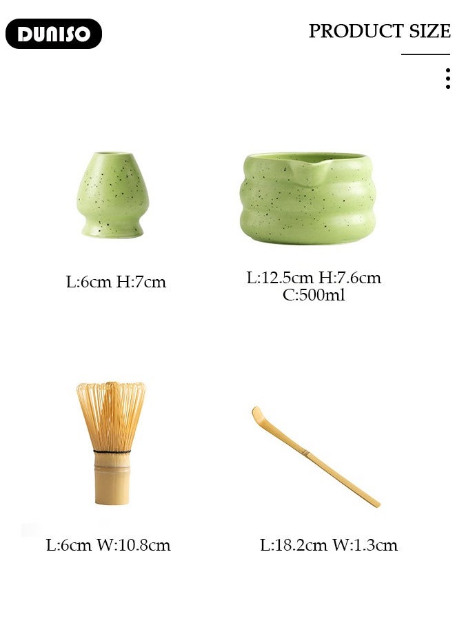 Matcha Tea Set, 4 Pcs Set Matcha Tool, Matcha Whisk and Bowl Ceremony Accessory Kit, Matcha Bowl with Pouring Spout, Matcha Bamboo, Whisk Scoop Sifter, Matcha Whisk Holder