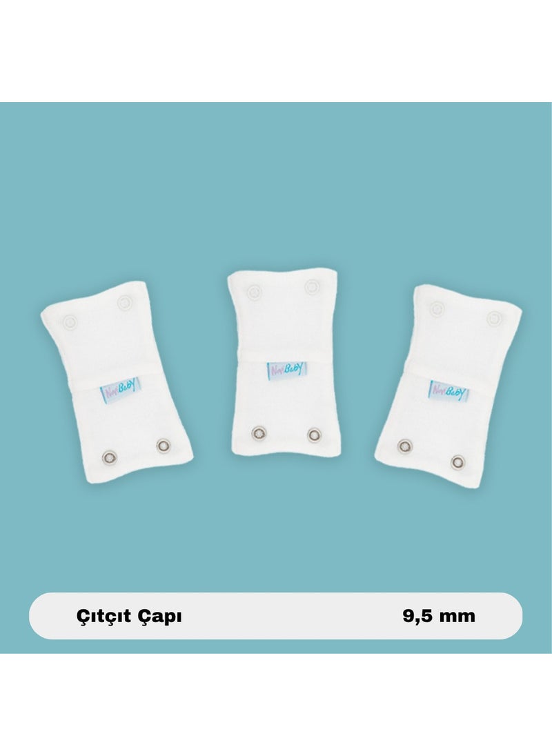 3-Pack Baby Bodysuit Extension Device (9.5 Mm) Snap Ecru 100% Cotton 12CM