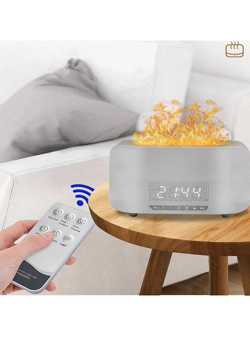 Essential Oil Diffuser, Flame Aroma Diffuser With Bluetooth Speaker And Clock, Durable Long Lasting Aromatherapy Diffuser, Portable Silent Room Diffusers For Home Office, (Grey)