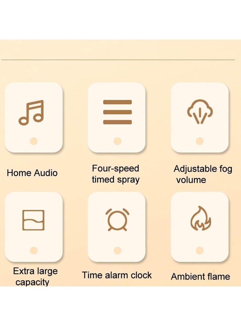 Essential Oil Diffuser, Flame Aroma Diffuser With Bluetooth Speaker And Clock, Durable Long Lasting Aromatherapy Diffuser, Portable Silent Room Diffusers For Home Office, (Grey)