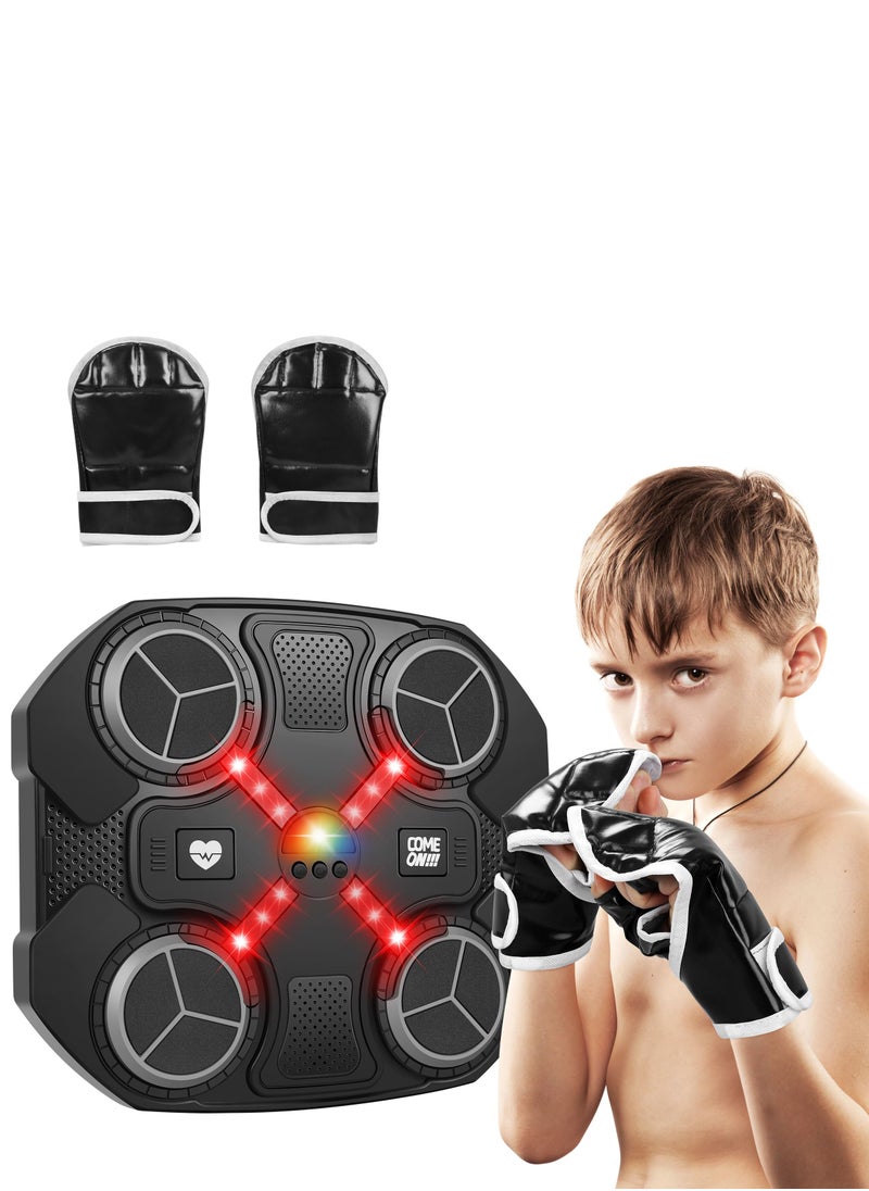 Music Boxing Machine Sport Toys for Kids,Wall Mounted Bluetooth Smart Punching Target Toys,Electronic Training Pad Toy with Boxing Glove,Ideas Toys for Boys Girls Kids 3 4 5 6 7 8 9 10 11+ Years Old