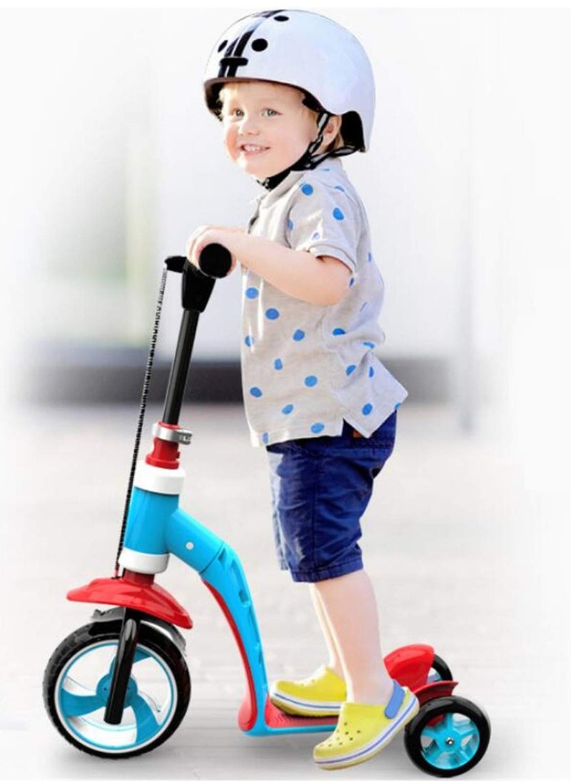 Toddler Scooter 2-in-1 Ride-On Trike & Training Bike, 3 Wheels Kick Scooter, Convertible Baby Walker Tricycle, Deformable Pedal Scooter, Adjustable for Kids 1-7 Years, Height 80-130cm, Durable & Safe Design