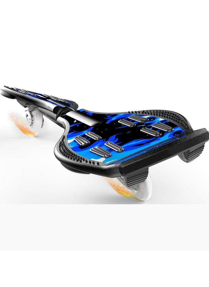 Skateboard, Compact Deluxe Junior Caster Skateboard with 360° Rotating Lightning Casters, Illuminating Wheels, 2-Wheel Balance Skateboard, 100KG Capacity, Lightweight Alloy Steel for Kids and Adults, Blue