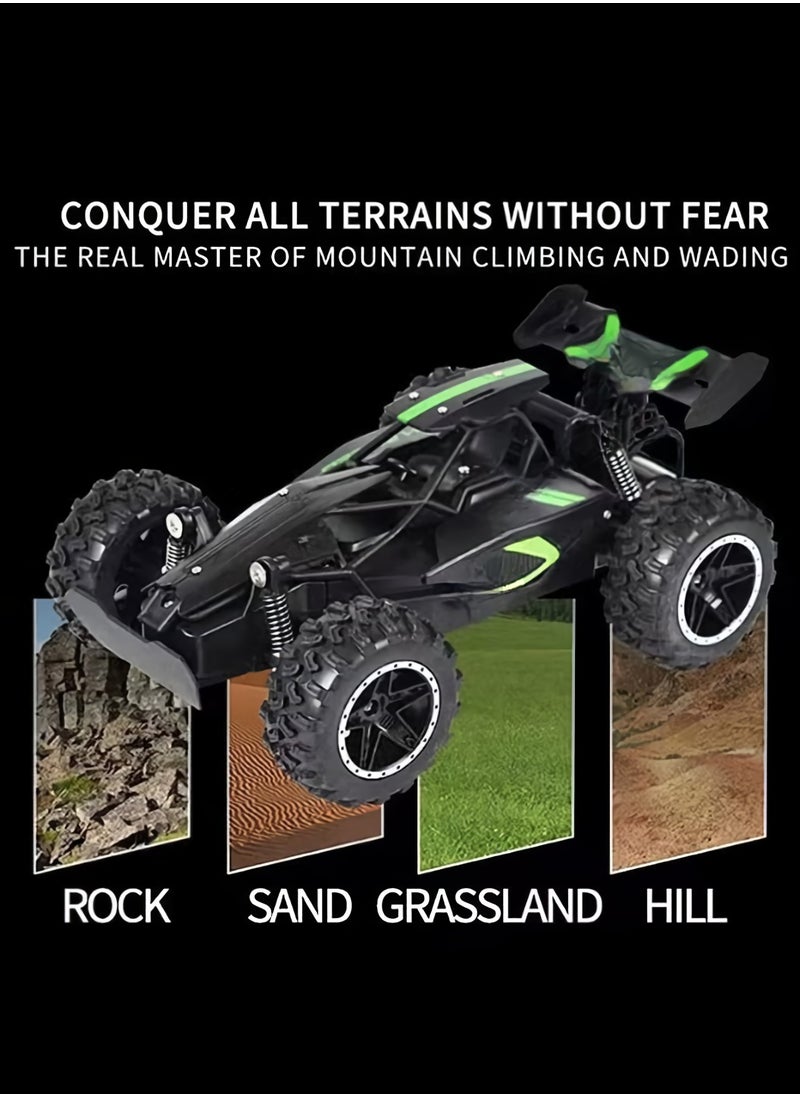 Remote Control RC Car, 1:18 Climbing All Terrain Drift Off Road Racing Vehicle, High Speed Electric Waterproof RC Monster Toy, Strong And Durable Off Road Truck For Kids Adults, (Green And Black)