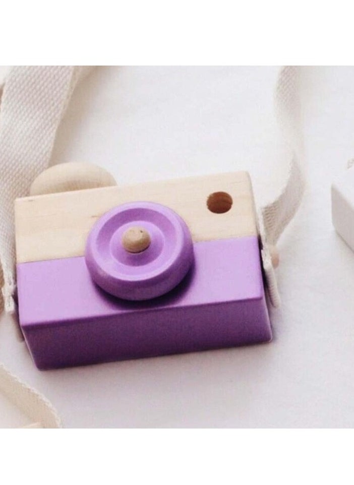 Wooden Mini Camera Toy, Lightweight Reliable Children Wooden Camera, Safe And Durable Cute Nordic Hanging Toy Camera, Hand Made Toy For Baby Toddlers Children, (1pc, Purple)