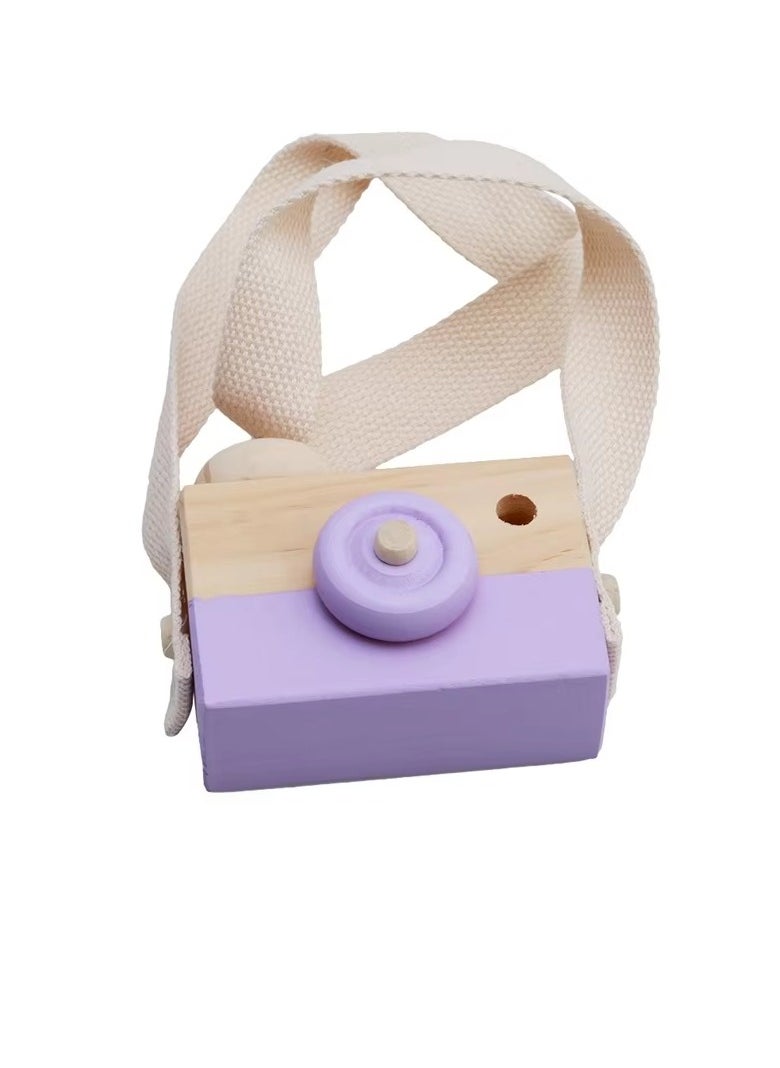 Wooden Mini Camera Toy, Lightweight Reliable Children Wooden Camera, Safe And Durable Cute Nordic Hanging Toy Camera, Hand Made Toy For Baby Toddlers Children, (1pc, Purple)