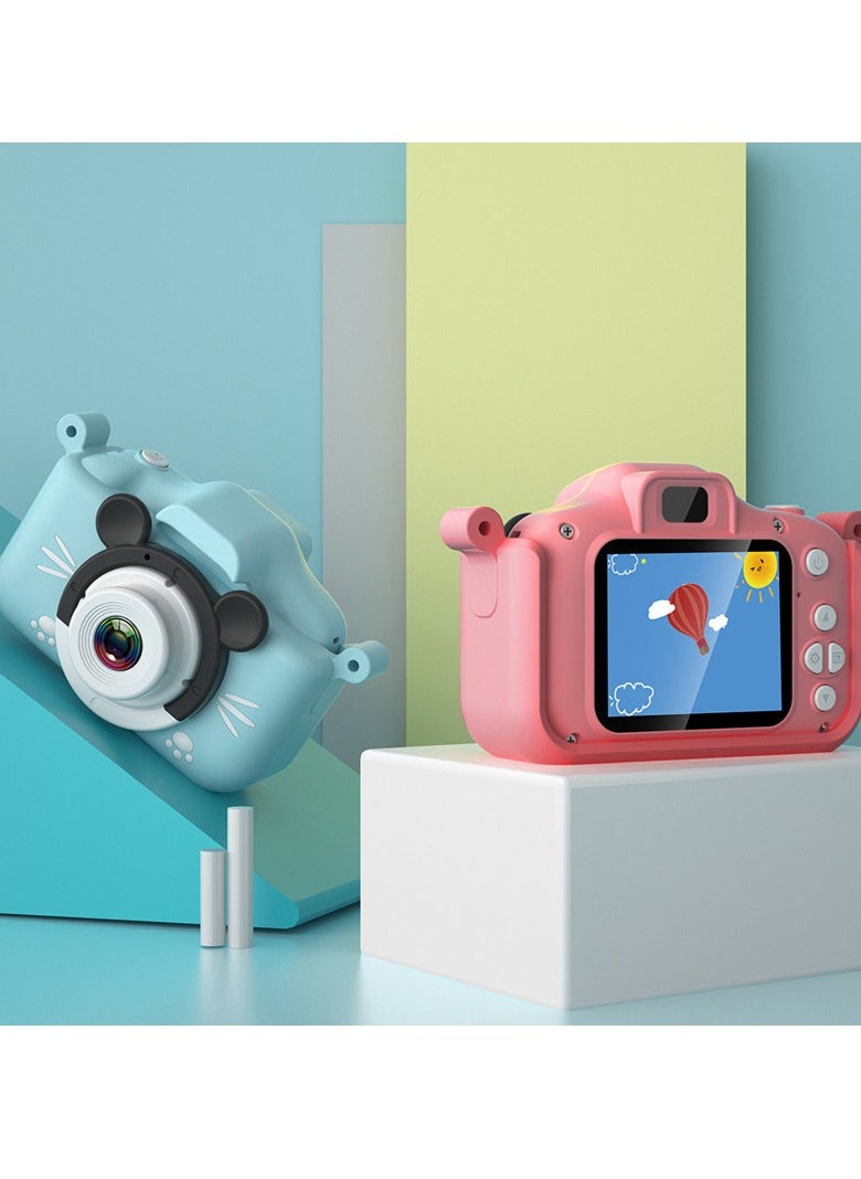 Children's Camera Toy, 1080p Shockproof Children Video Camera, Anti-fall Portable Camera Toy, Multiple Functions Digital Camera,(Little Frog Green Dual Lens + 32G Full Capacity Card + Card Reader)