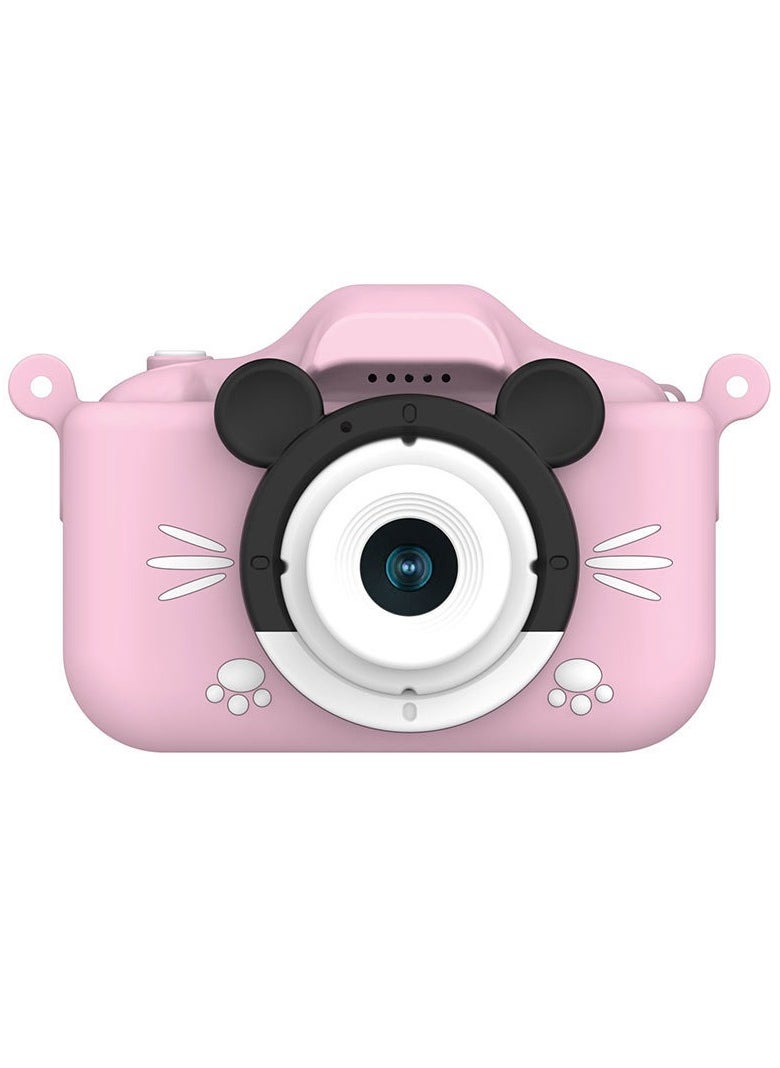 Children's Camera Toy, HD 1080p Shockproof Children Video Camera, Anti-fall Portable Camera Toy, Multiple Functions Digital Camera For Girls Boys,(Pink-mickey Mouse-hd Dual Lens (No Memory Card))