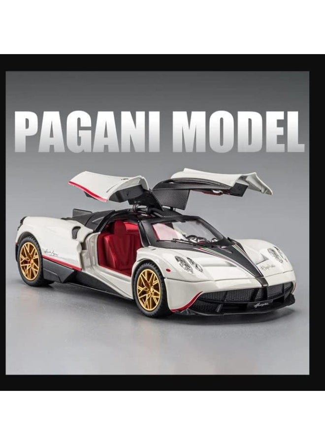 1:24 Pagani Huayra Dinastia Alloy Diecast Metal Car Model – Pull Back Vehicle with Light & Sound (White)