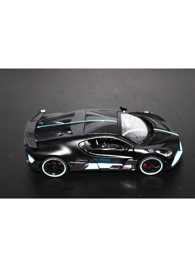 1:32 Bugatti Divo Diecast Metal Pullback Toy Car for Kids – Best Gift for Boys, Realistic Design, Light & Sound (Black)