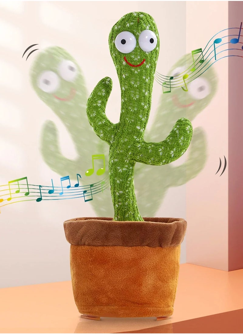 Rechargeable Dancer Cactus Glowing Dancing Electronic Plush Toys Can Sing Record Lighten for Baby Toy Education Funny Gift