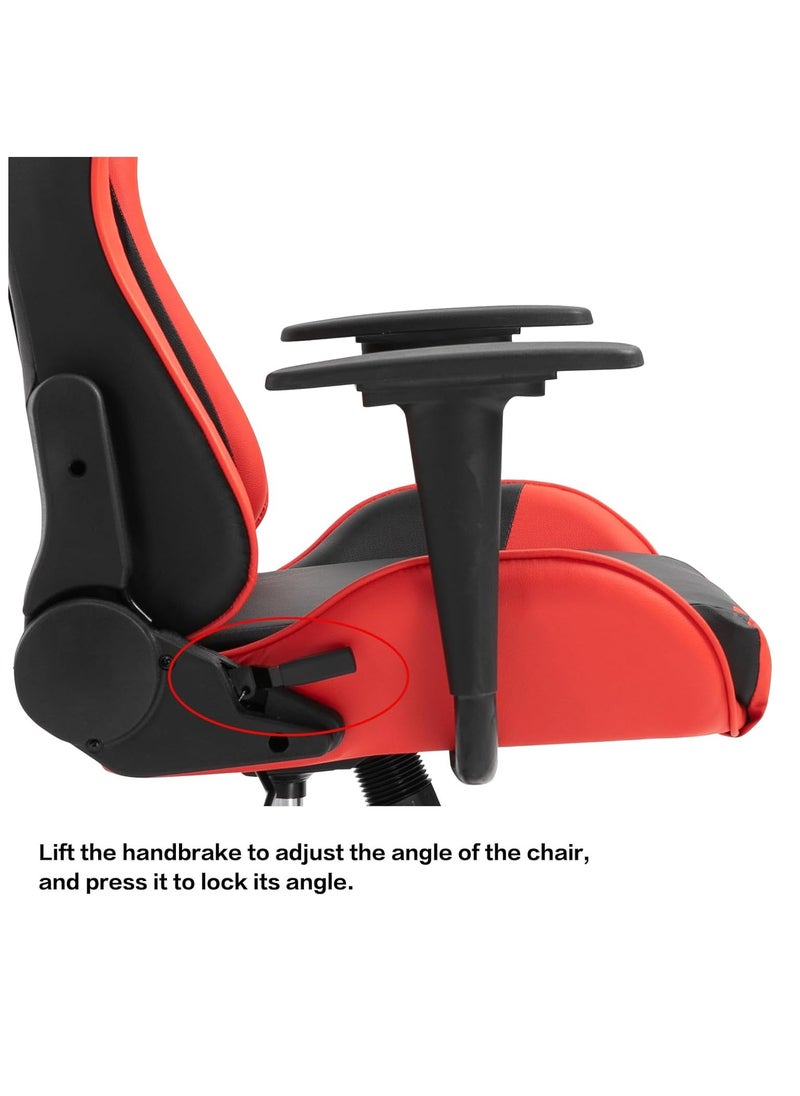 SBF Ergonomic High Back PU Leather Office Chair | Reclining Backrest up to 180° | Gaming Chair with Adjustable Height, Headrest, and Lumbar Support, Red Black