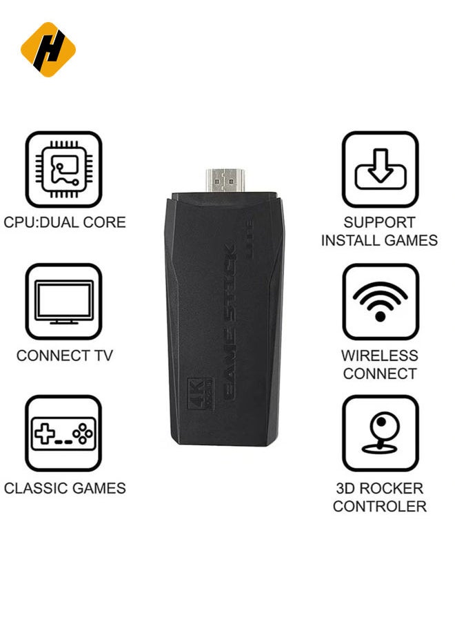 Integrated retro 4K game console with dual 2.4G wireless controllers, plug-and-play video game stick, built-in 3,500 games, 9 classic emulators, high-definition HDMI output for TV (64G, 10000+ games)