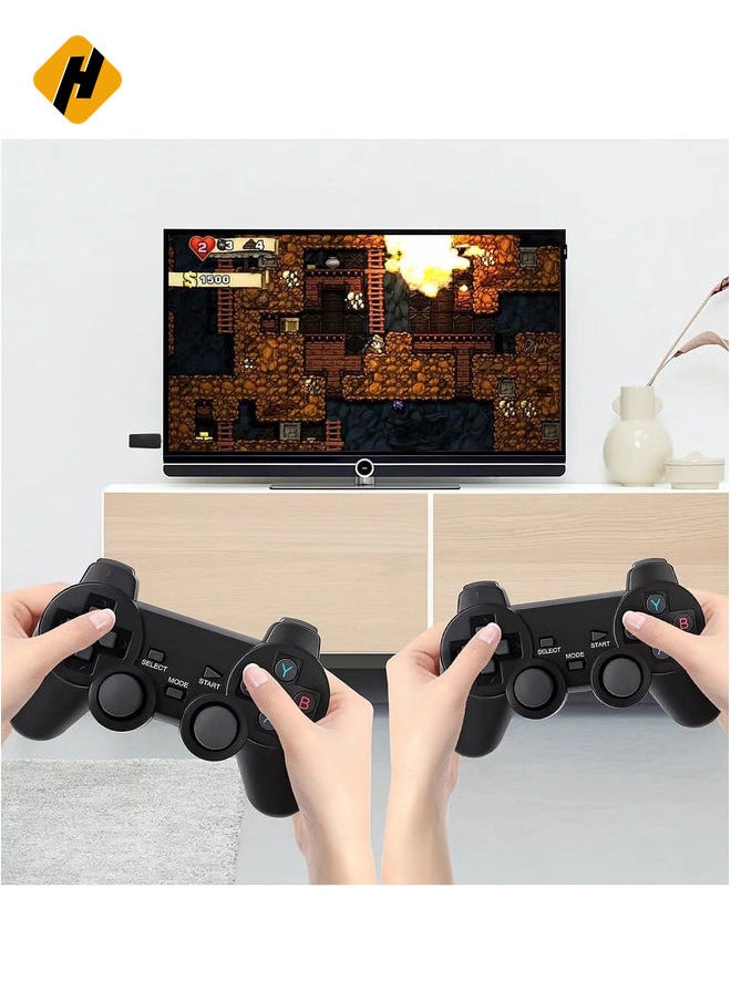 Integrated retro 4K game console with dual 2.4G wireless controllers, plug-and-play video game stick, built-in 3,500 games, 9 classic emulators, high-definition HDMI output for TV (64G, 10000+ games)