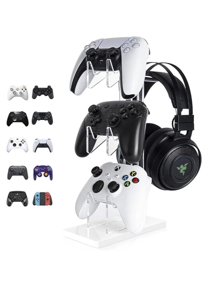 Universal 3 Tier Controller Holder with Headset Stand Holder for Xbox ONE Switch PS4 PS5 PC, Controller Stand Bracket Gaming Accessories