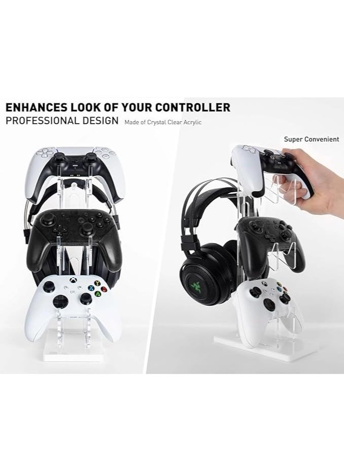 Universal 3 Tier Controller Holder with Headset Stand Holder for Xbox ONE Switch PS4 PS5 PC, Controller Stand Bracket Gaming Accessories