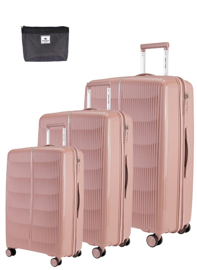 Pierre Cardin Unbreakable Luggage Set of 3, Expandable and Anti Theft Double Zipper Suitcase