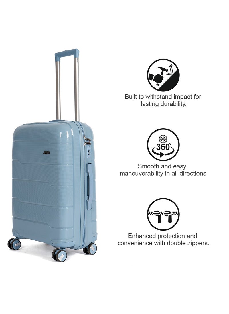 JEEM Luggage & Travel Gear – Unbreakable Lightweight Luggage Set of 3 Durable Suitcase with Double Spinner Wheels PP Material Ideal Luggage Sets for Travel Bag