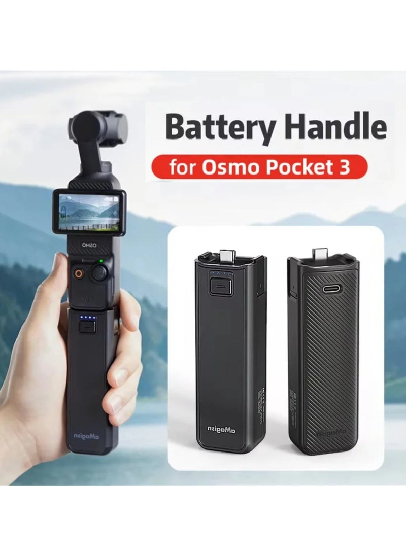 Battery Handle Grip for DJI Osmo Pocket 3 Portable Power Handle Power Bank Built-in 4500mAh Battery Mobile Charger with 1/4 Thread Port for DJI OSMO Pocket 3 Gimbal Camera Accessories