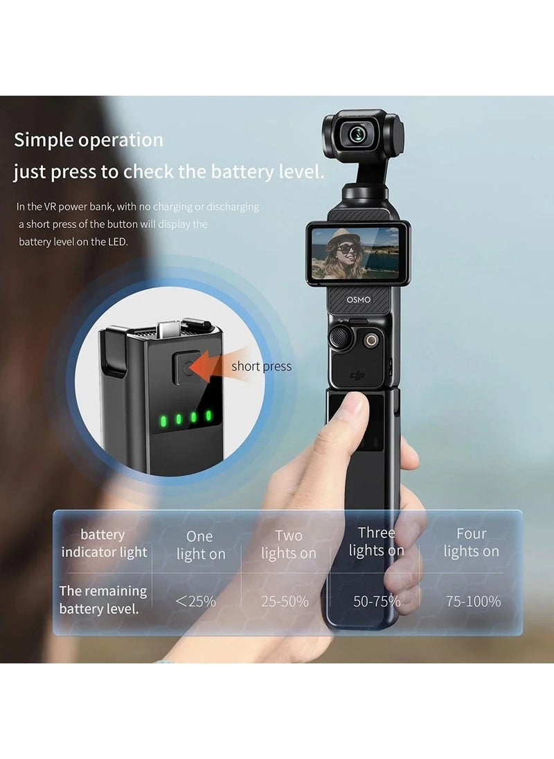 Battery Handle Grip for DJI Osmo Pocket 3 Portable Power Handle Power Bank Built-in 4500mAh Battery Mobile Charger with 1/4 Thread Port for DJI OSMO Pocket 3 Gimbal Camera Accessories