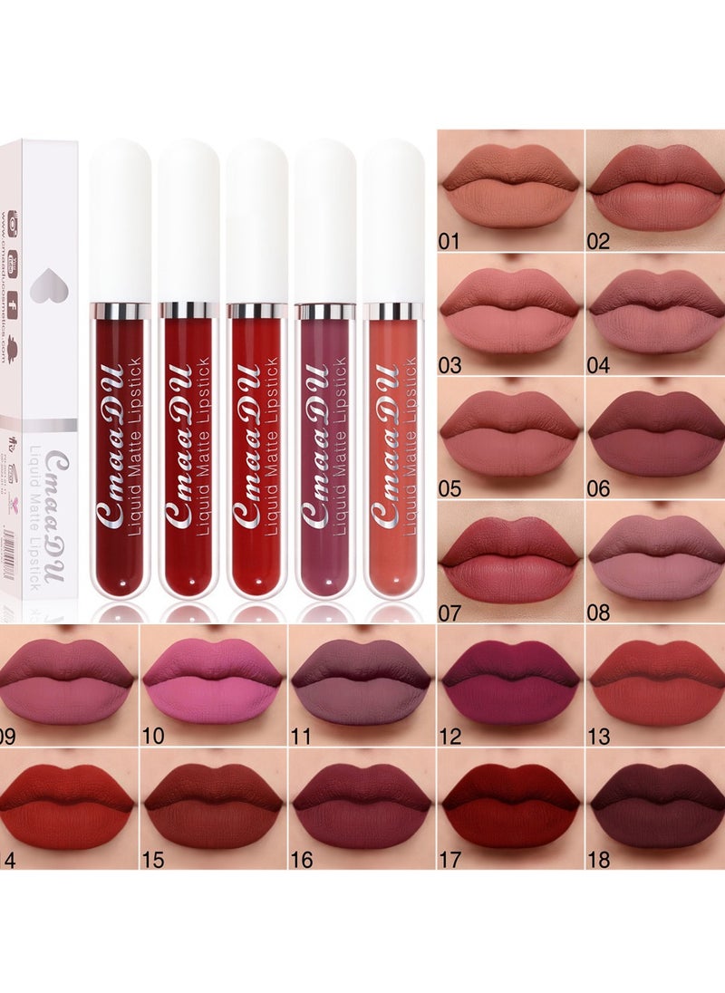 1pc Liquid Lipstick Lip Gloss, Waterproof Nude Lipstick, Non Fade Long Lasting Color Matte, Natural Formula Hydrating Lip Liner Pens for Multiple Occasions, (Color Matte Lip Gloss_15)