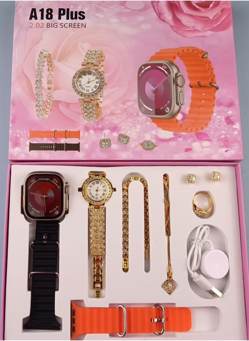 Pack 4 in 1 Smartwatch A18 Plus Two Straps Bracelet and Watch