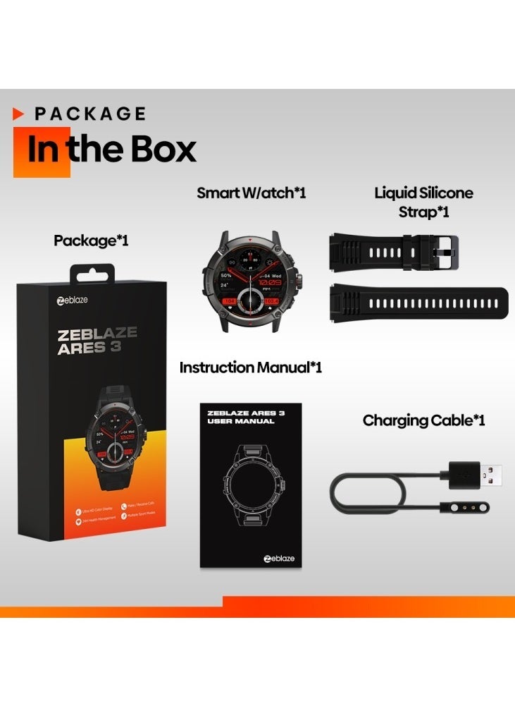 Zeblaze Ares 3 Smart Watch Large 1.52 Inch IPS Display Voice Calling 100+ Sport Modes 24H Health Monitor Smartwatch