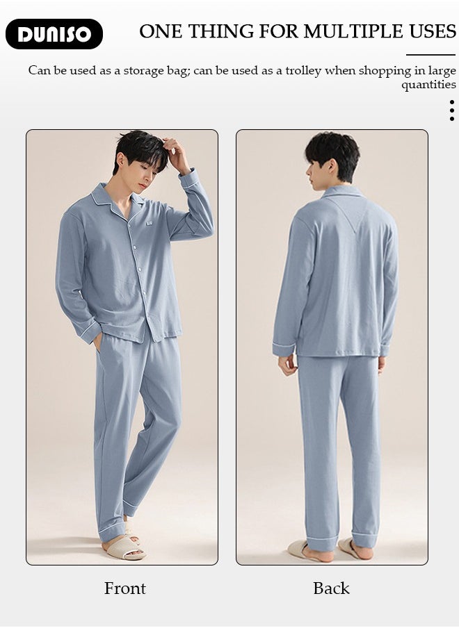 Men's Pyjama Set,Cotton Two-Piece Long Sleeve Pure Color Pyjamas,Men with Buttons Sleepwear Set,Men's V-Neck Loungewear Sleepwear for Winter