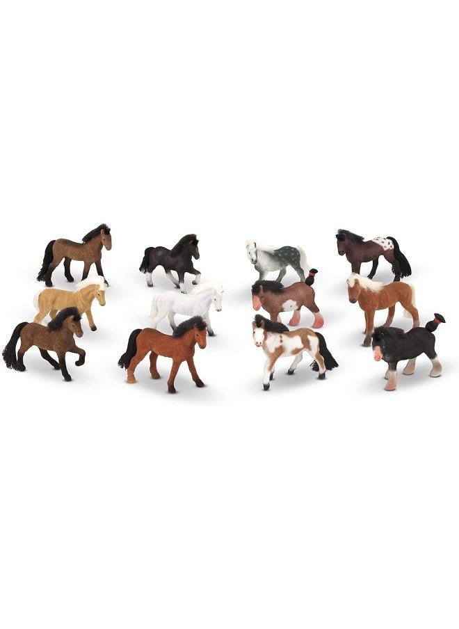 Melissa & Doug Pasture Pals - 12 Collectible Horses with Wooden Barn-Shaped Crate