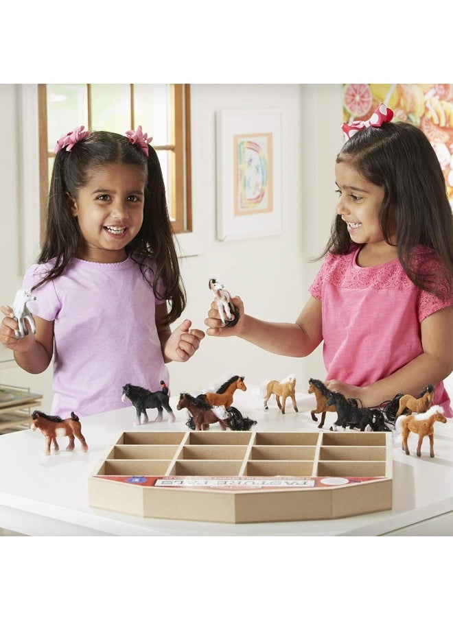 Melissa & Doug Pasture Pals - 12 Collectible Horses with Wooden Barn-Shaped Crate