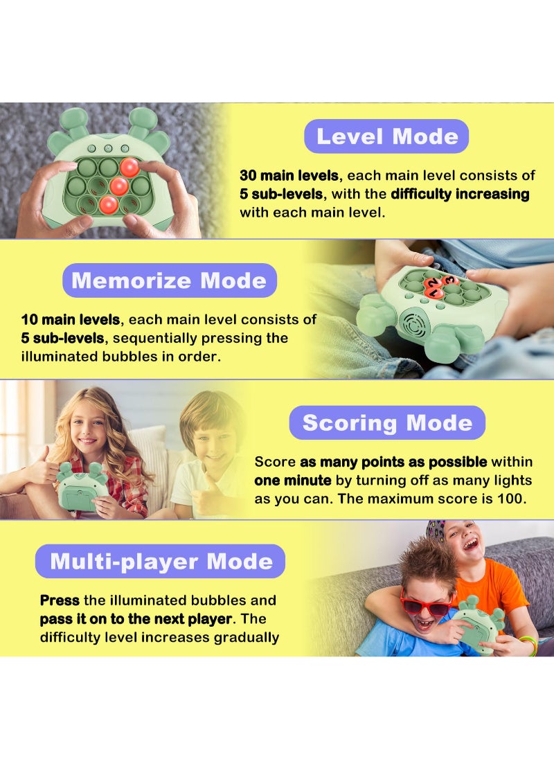 Quick Push Upgraded Handheld Game Sensory Fidget Toys For Kids Puzzle Pop Bubbles Green