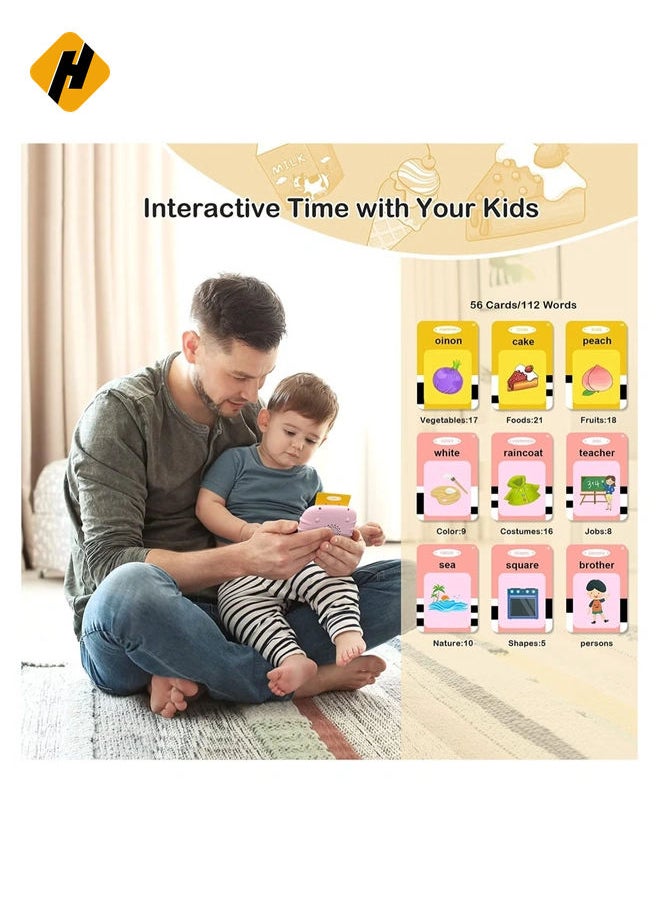 Flash Cards Learning Toys Electronic Educational Toddlers Talking Audible Flash Cards for 1 2 3 4 5 6 Years Old Boys Girls Listen and Learn, Preschool Toys