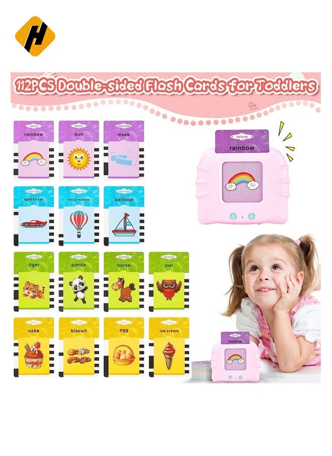 Talking Flash Cards Learning Toys,Educational Toddlers Toys for 1 2 3 4 5 6 Year Old Boys Girls,Preschool Montessori Toys with 112 Talking Baby Flash Cards 224 Words,