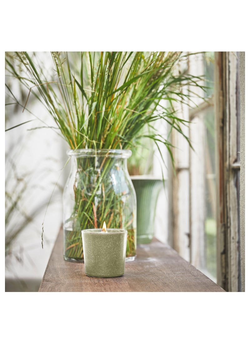 Scented Candle In Ceramic Jar Fresh Grass/Light Green 50 Hr