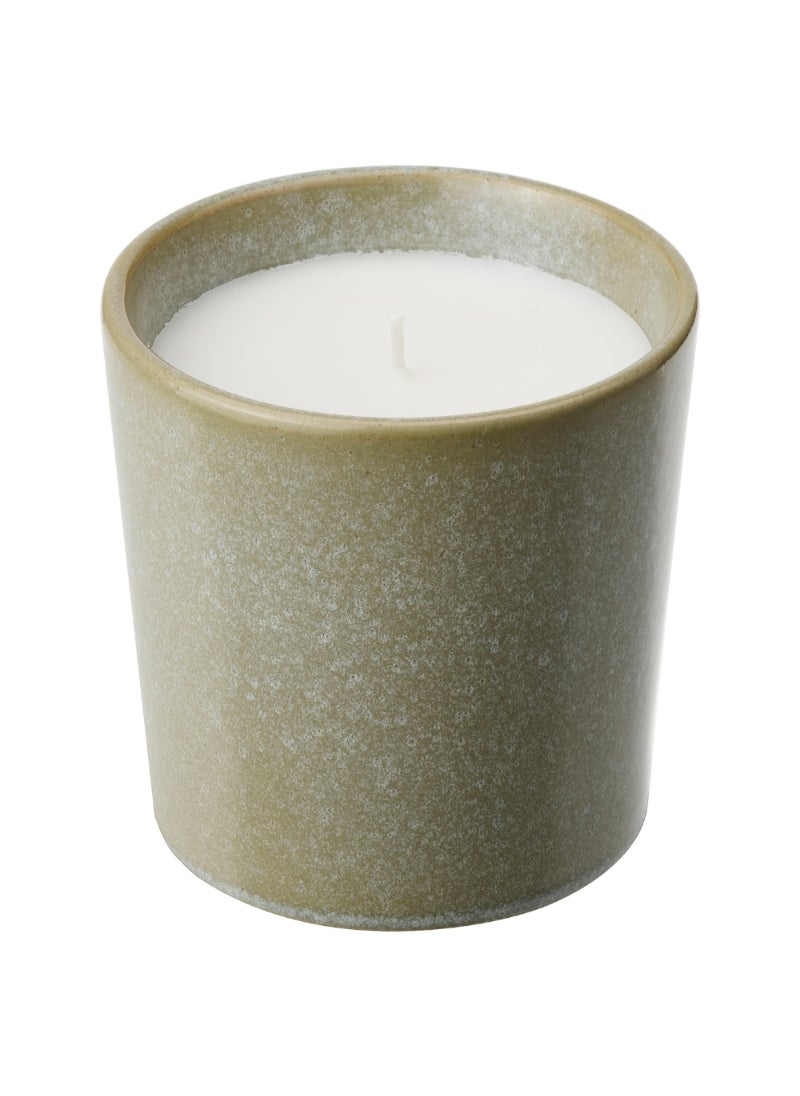 Scented Candle In Ceramic Jar Fresh Grass/Light Green 50 Hr