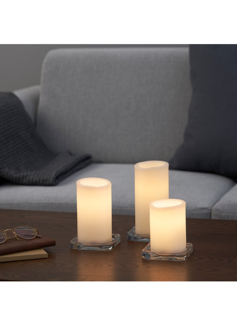 Led Block Candle Set Of 3 White/Indoor