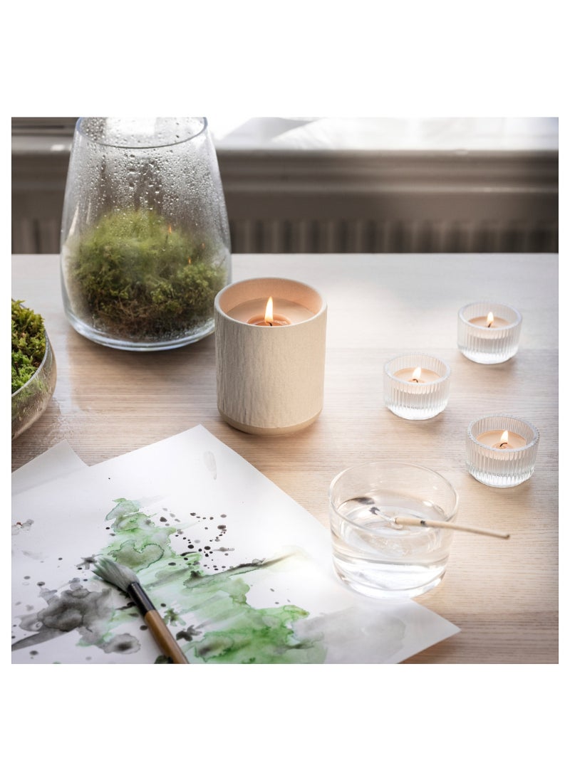 Scented Candle In Ceramic Jar Dew & Moss/Off-White 45 Hr