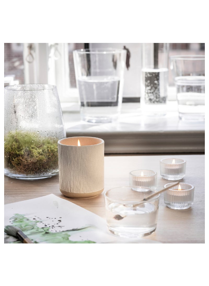 Scented Candle In Ceramic Jar Dew & Moss/Off-White 45 Hr